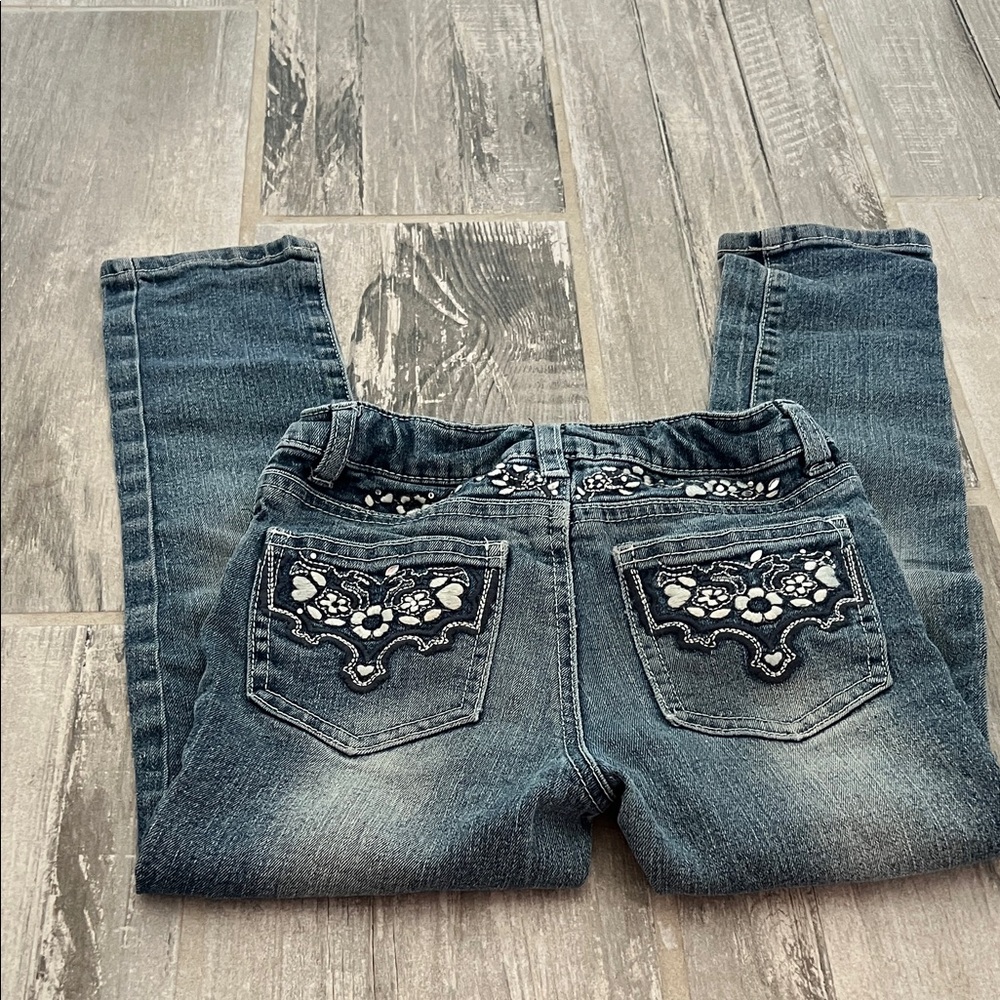 Arizona Jean Company Dark Blue Embroidered Skinny Jeans